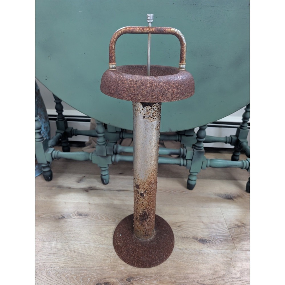 Vintage Art Deco Floor Smoking Stand Ashtray Metal Pedestal Plunger Antique